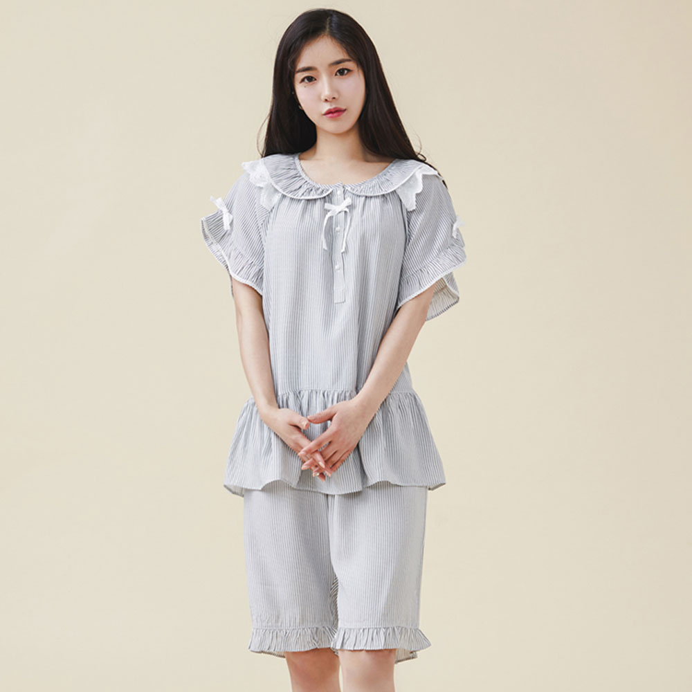 여성잠옷 트위스트 인견레이온 반팔 상하세트