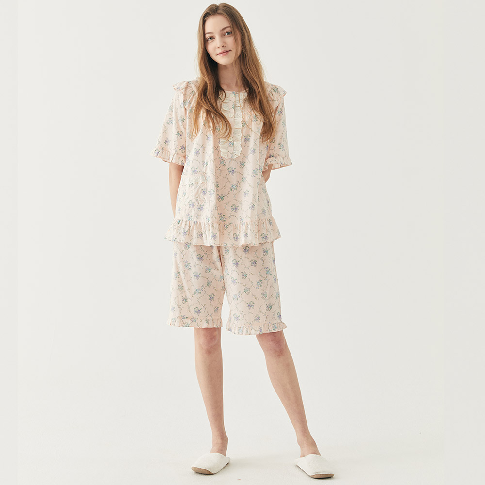 여성실내복 홈웨어세트 원마일웨어 꽃무늬 시원한 여름 파자마잠옷