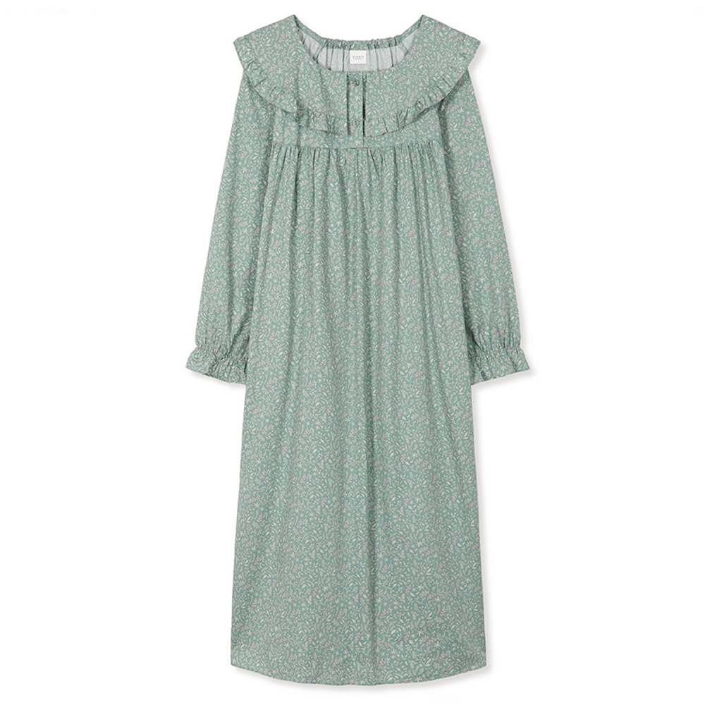 실내복 꽃무늬잠옷 여자홈웨어 면모달 긴소매 파자마원피스 편한 홈드레스
