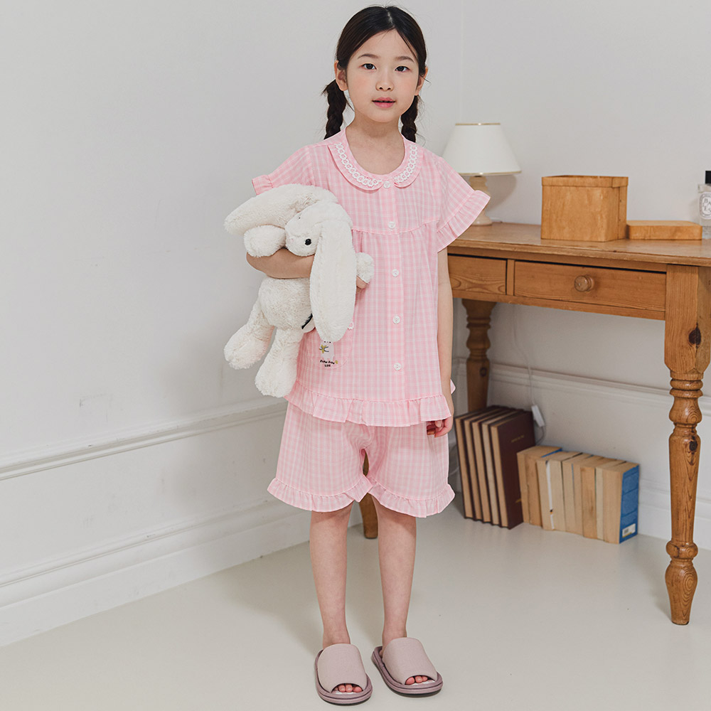 여아동 어린이집 아기잠옷 여름파자마 인견 홈웨어 초등학생여아 반팔실내복 상하세트