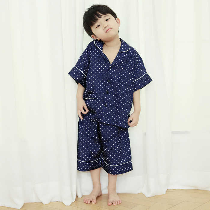 알콩단잠 남아 유아파자마 잠옷 인견도트 반팔 아기 여름 초등학생 실내복