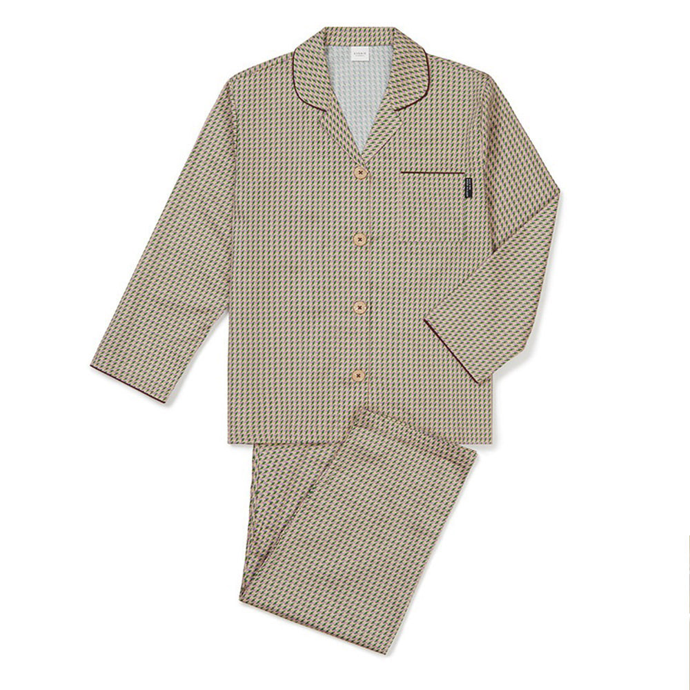 여성잠옷 홈웨어세트 체크무늬 원마일웨어 긴소매 순면파자마 실내복 (셔츠형)
